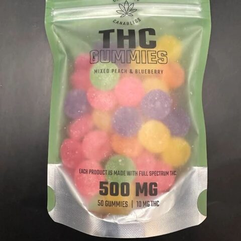 CANNABLISS THC GUMMIES MIXED PEACH AND BLUEBERRY (500 MG)