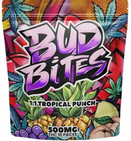 BUD BITES 500MG THC:CBD (TROPICAL PUNCH) 10 PIECES PER PACK