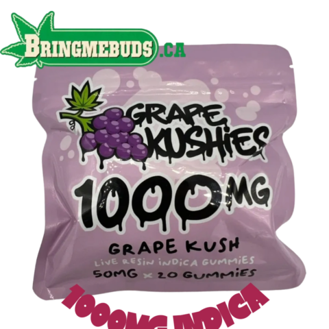 LIVE RESIN GRAPE KUSHIES 1000 MG / 50MG X 20 GUMMIES / INDICA