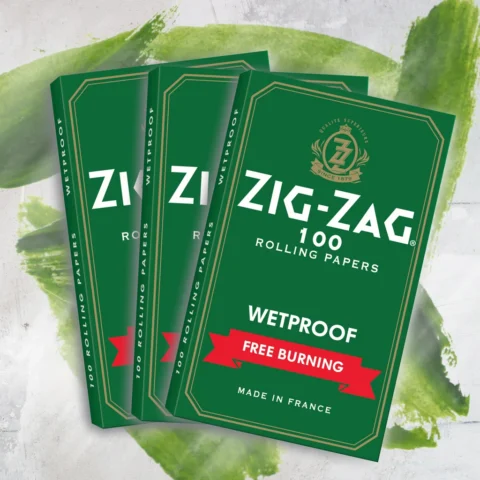 ZIG-ZAG Wetproof Green Rolling Papers, Single Wide (Regular) 100 Leafs per Pack, Free Burning Paper, 100% Natural Gum Arabic, No Bleach, Authentic  1 1/4 SIZE